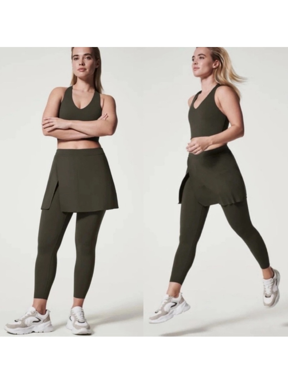 NWT Spanx Womens Booty Boost Active Skirt Around 7/8 Leggings In Palm Green